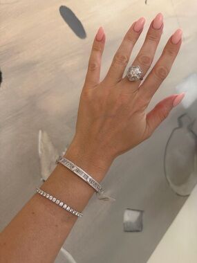 Sterling Silver Crystal Tennis Bracelet Set in Silver -